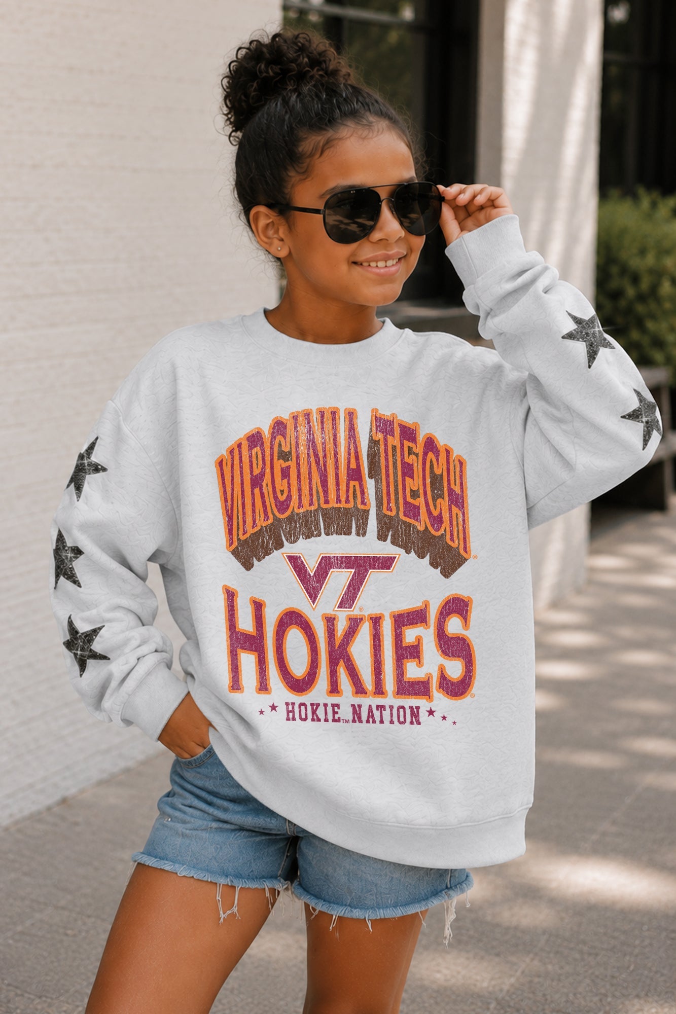 VIRGINIA TECH HOKIES KIDS STAR SLEEVE CREWNECK PULLOVER