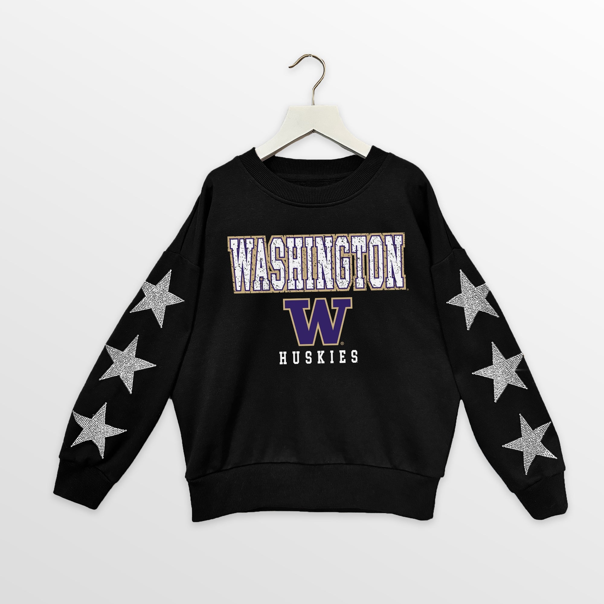 WASHINGTON HUSKIES VELOCITY KIDS STAR SLEEVE CREWNECK PULLOVER