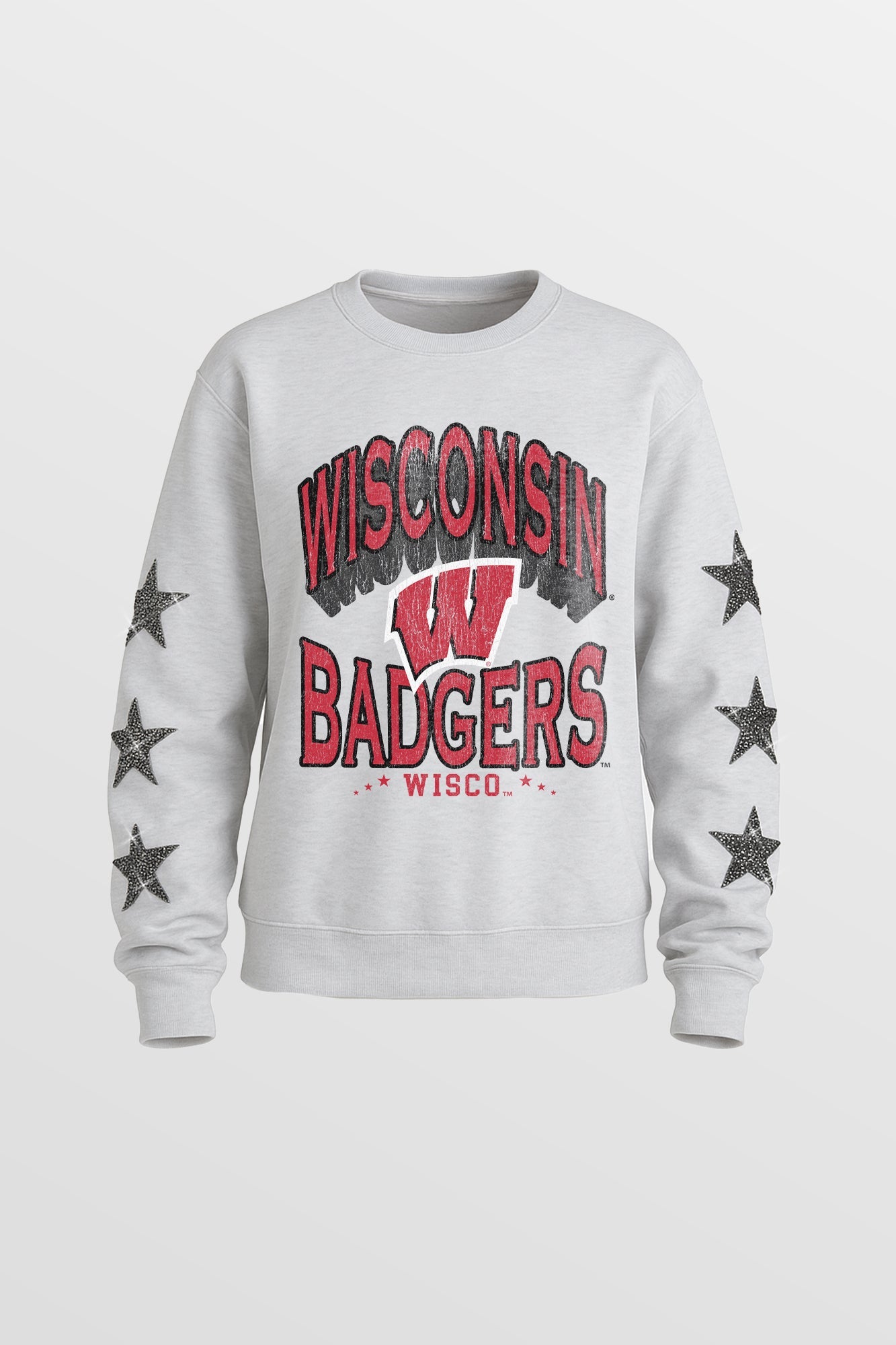 WISCONSIN BADGERS KIDS STAR SLEEVE CREWNECK PULLOVER