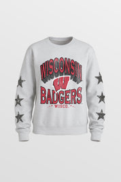 WISCONSIN BADGERS KIDS STAR SLEEVE CREWNECK PULLOVER