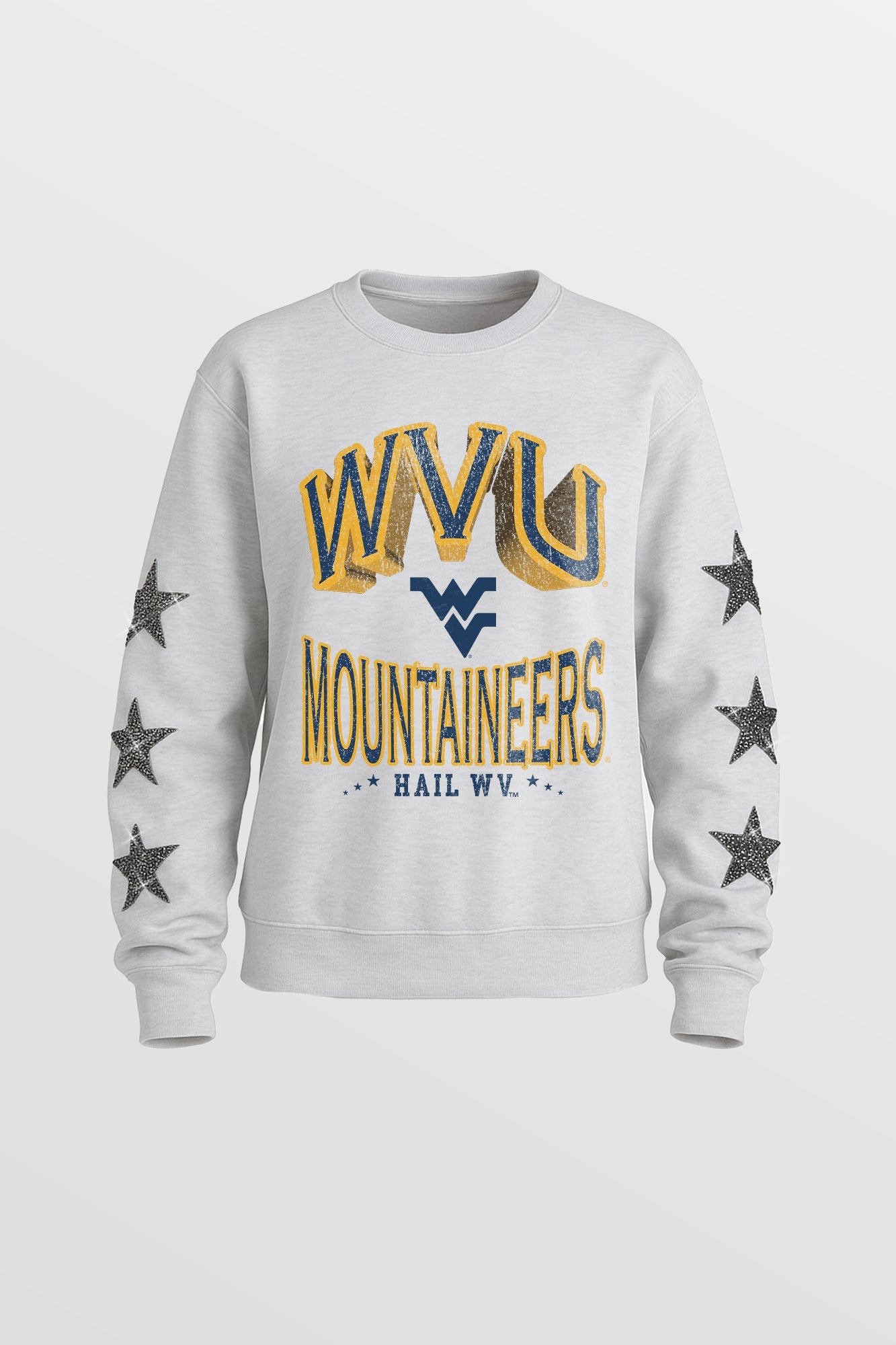 WEST VIRGINIA MOUNTAINEERS KIDS STAR SLEEVE CREWNECK PULLOVER