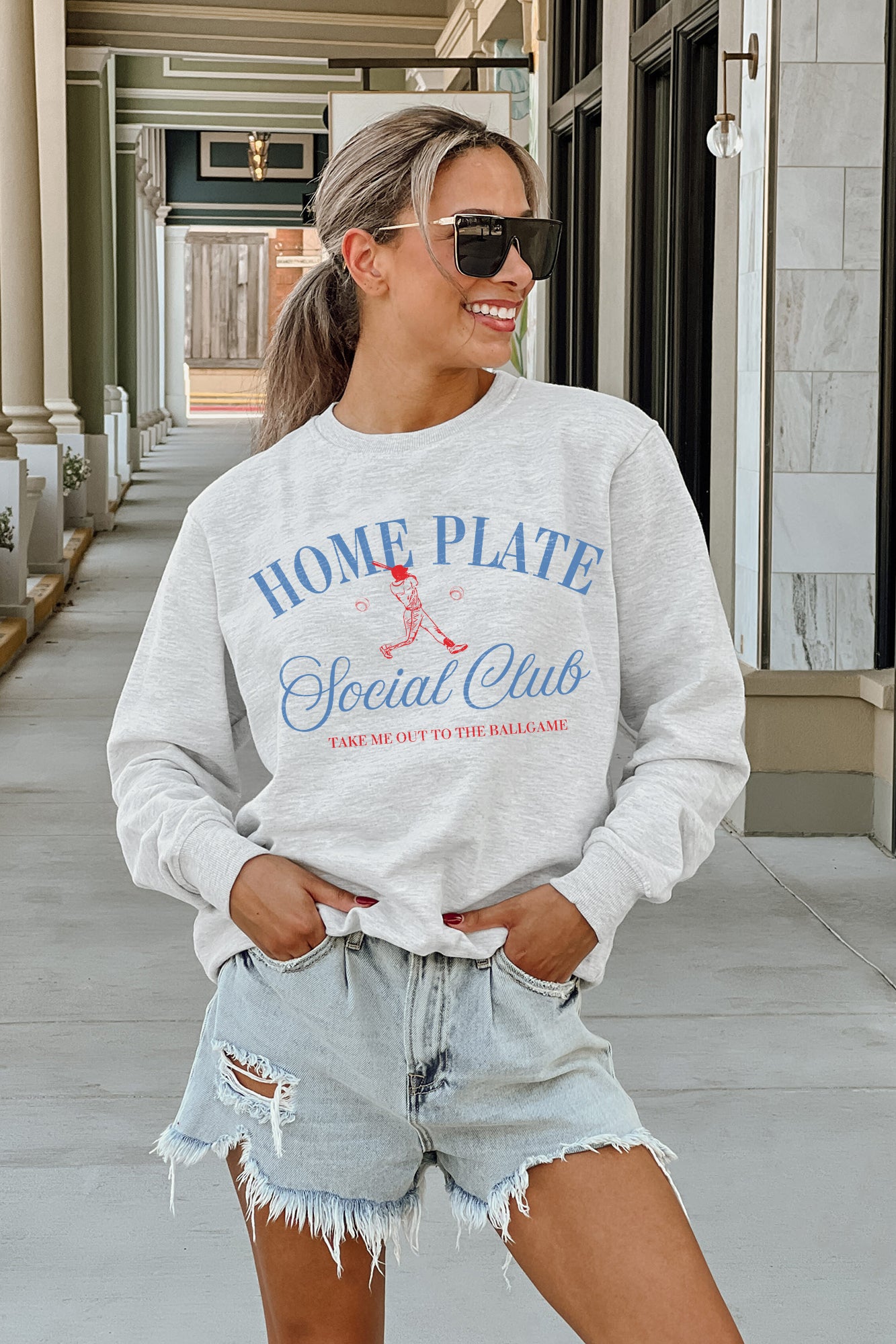 BASEBALL SOCIAL PREMIUM FLEECE DROP SHOULDER CREWNECK PULLOVER