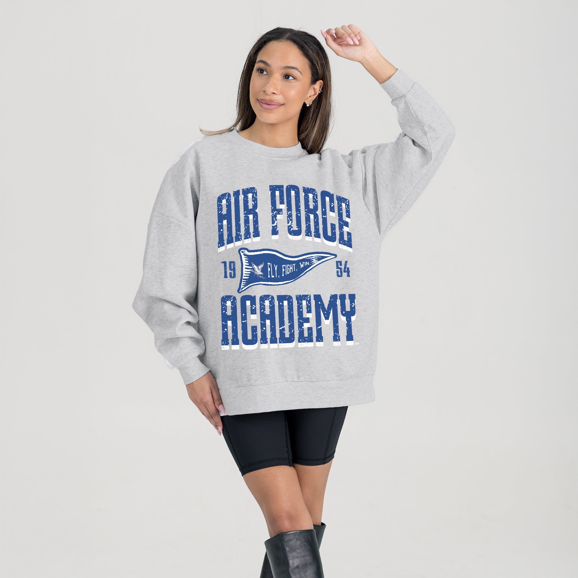 AIR FORCE FALCONS PENNANT PRIDE PREMIUM FLEECE DROP SHOULDER CREWNECK PULLOVER