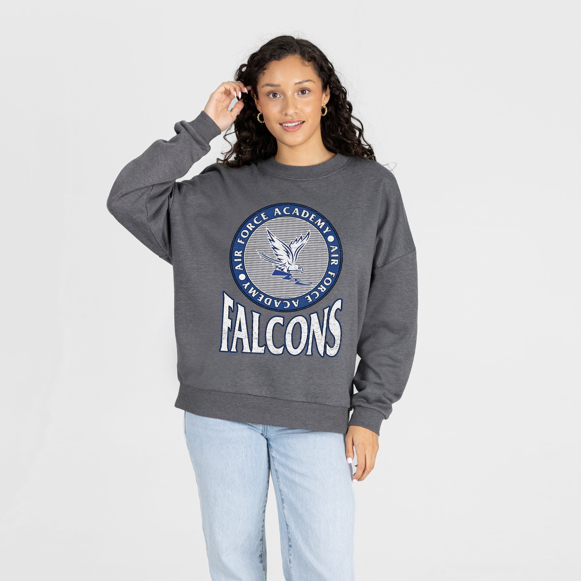 AIR FORCE FALCONS SATURDAY SEAL PREMIUM FLEECE DROP SHOULDER CREWNECK PULLOVER