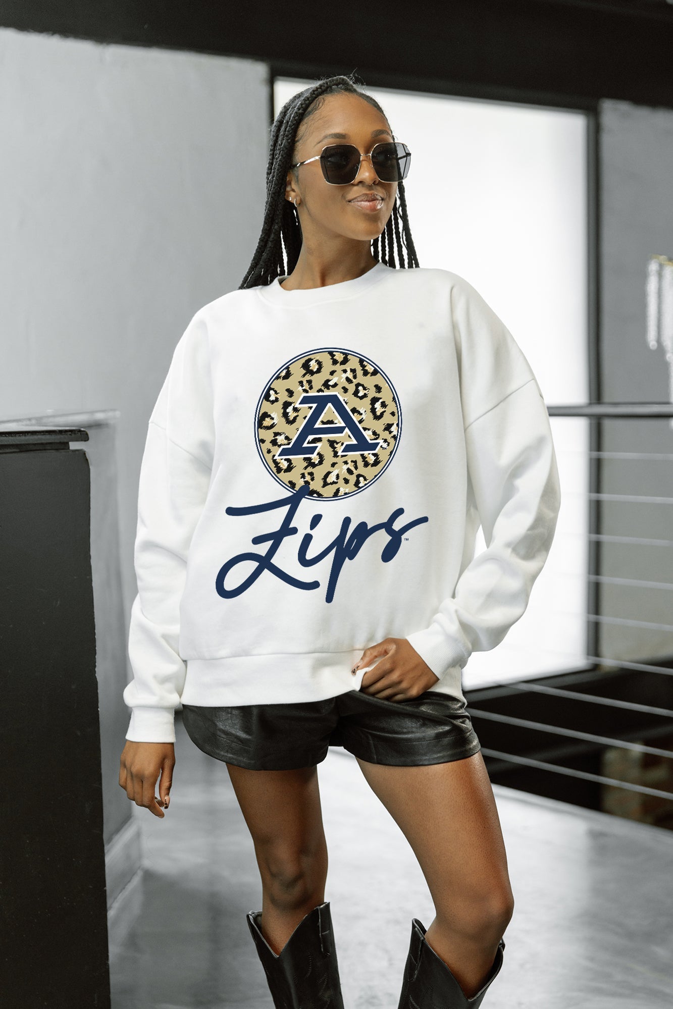 AKRON ZIPS WILD BREAKTHROUGH PREMIUM FLEECE CREWNECK PULLOVER