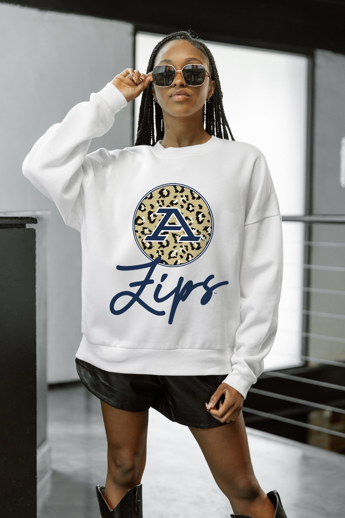 AKRON ZIPS WILD BREAKTHROUGH PREMIUM FLEECE CREWNECK PULLOVER