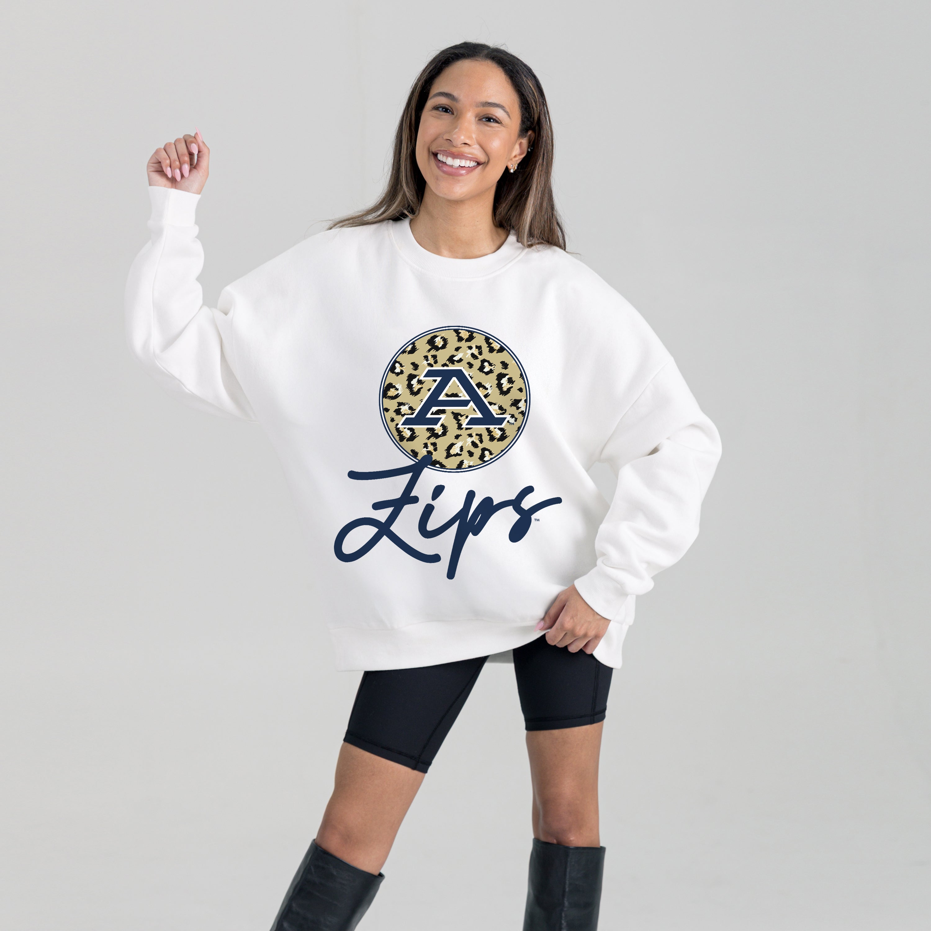 AKRON ZIPS WILD BREAKTHROUGH PREMIUM FLEECE CREWNECK PULLOVER
