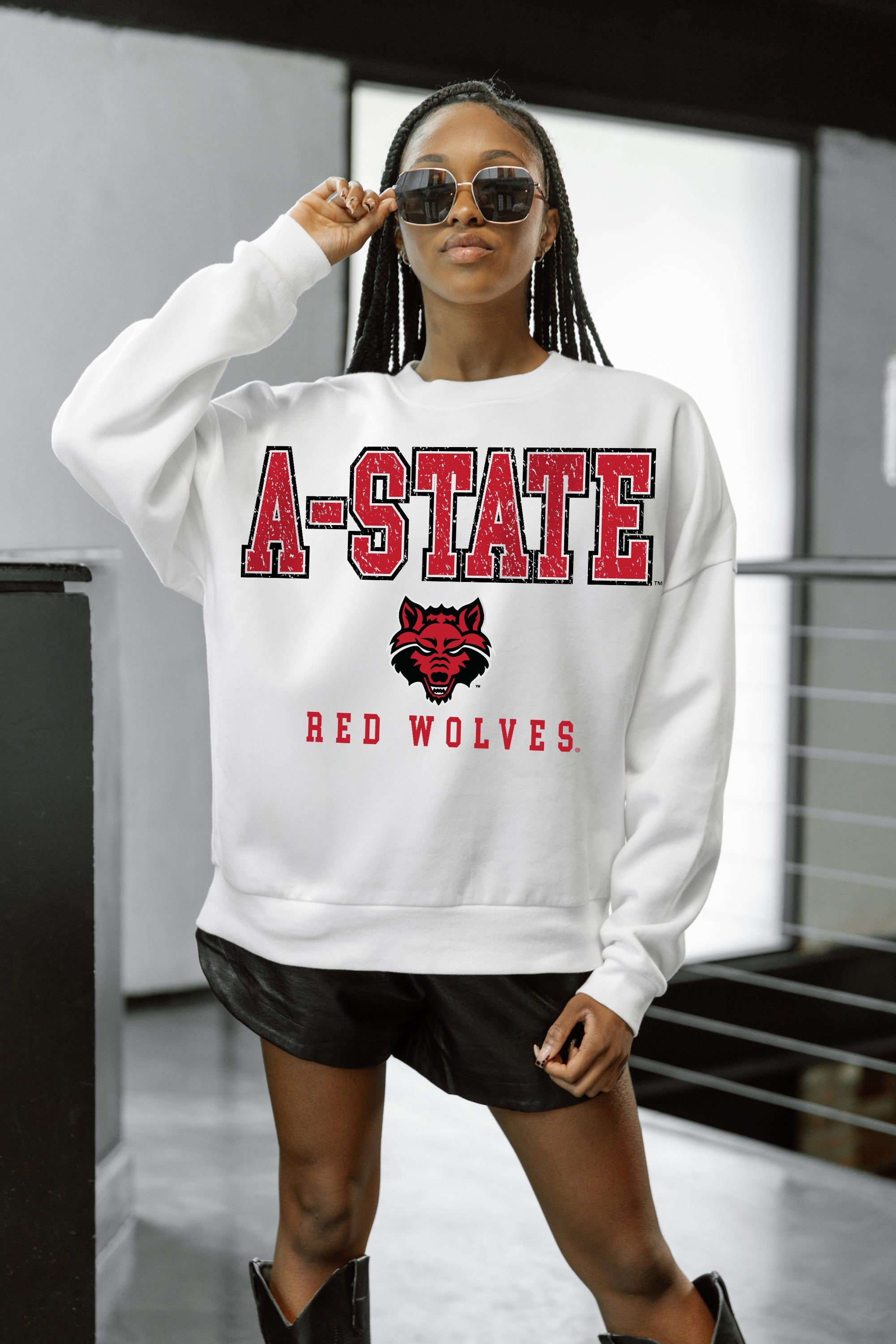 ARKANSAS STATE RED WOLVES FREESTYLE PREMIUM FLEECE CREWNECK PULLOVER