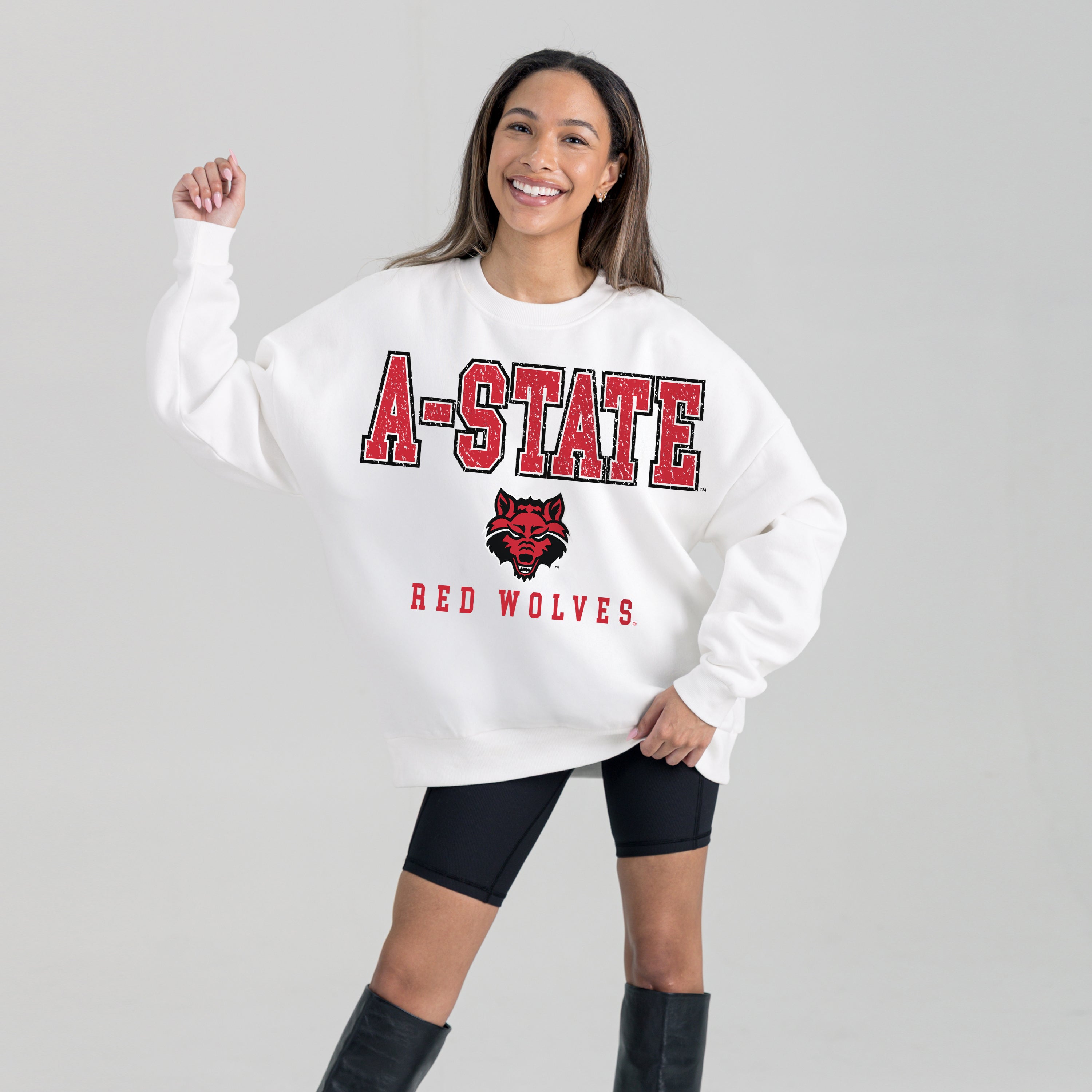ARKANSAS STATE RED WOLVES FREESTYLE PREMIUM FLEECE CREWNECK PULLOVER