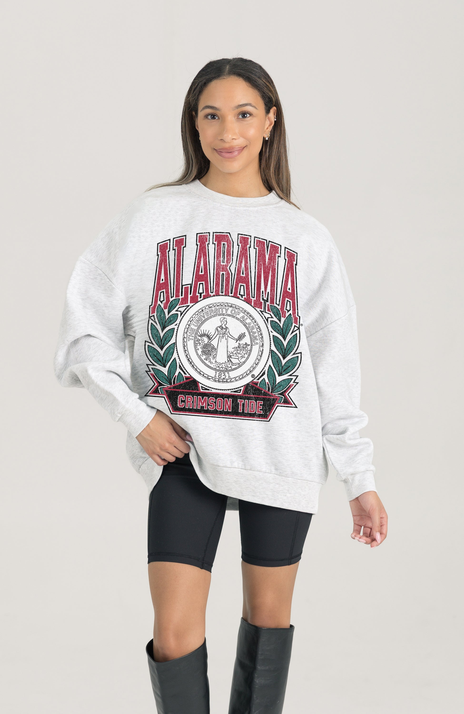 ALABAMA CRIMSON TIDE HERITAGE PREMIUM FLEECE DROP SHOULDER CREWNECK PULLOVER