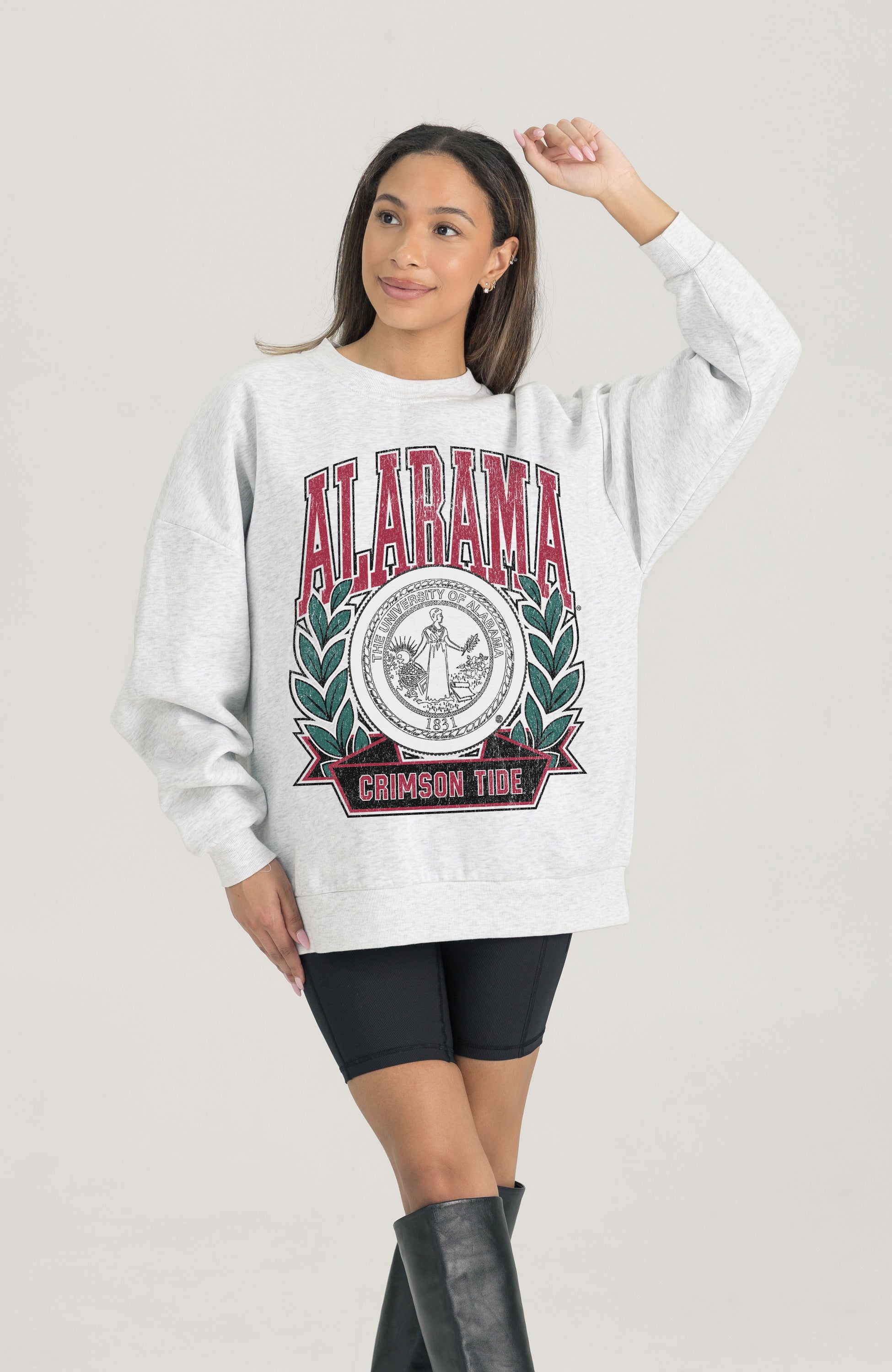 ALABAMA CRIMSON TIDE HERITAGE PREMIUM FLEECE DROP SHOULDER CREWNECK PULLOVER