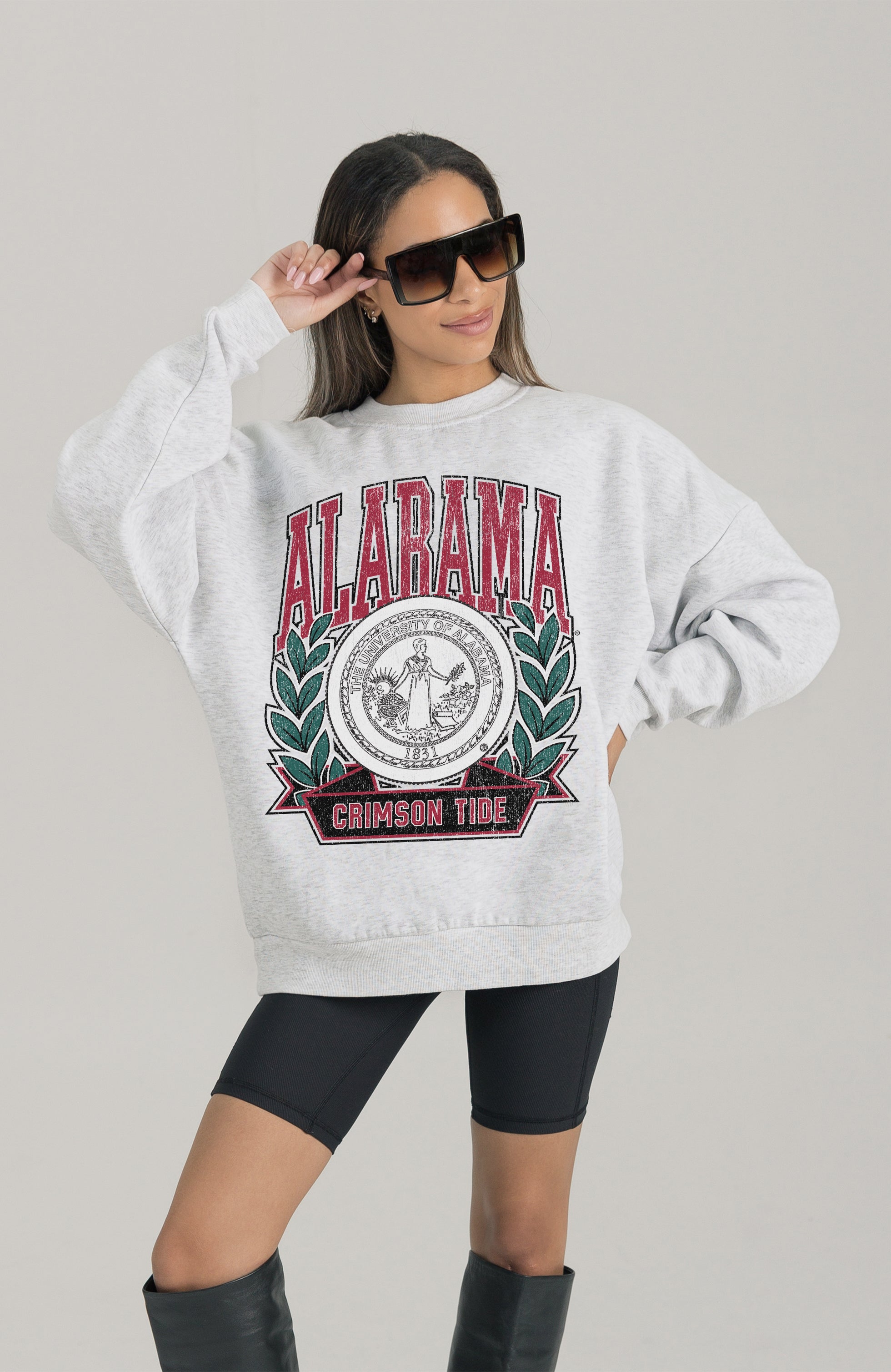 ALABAMA CRIMSON TIDE HERITAGE PREMIUM FLEECE DROP SHOULDER CREWNECK PULLOVER