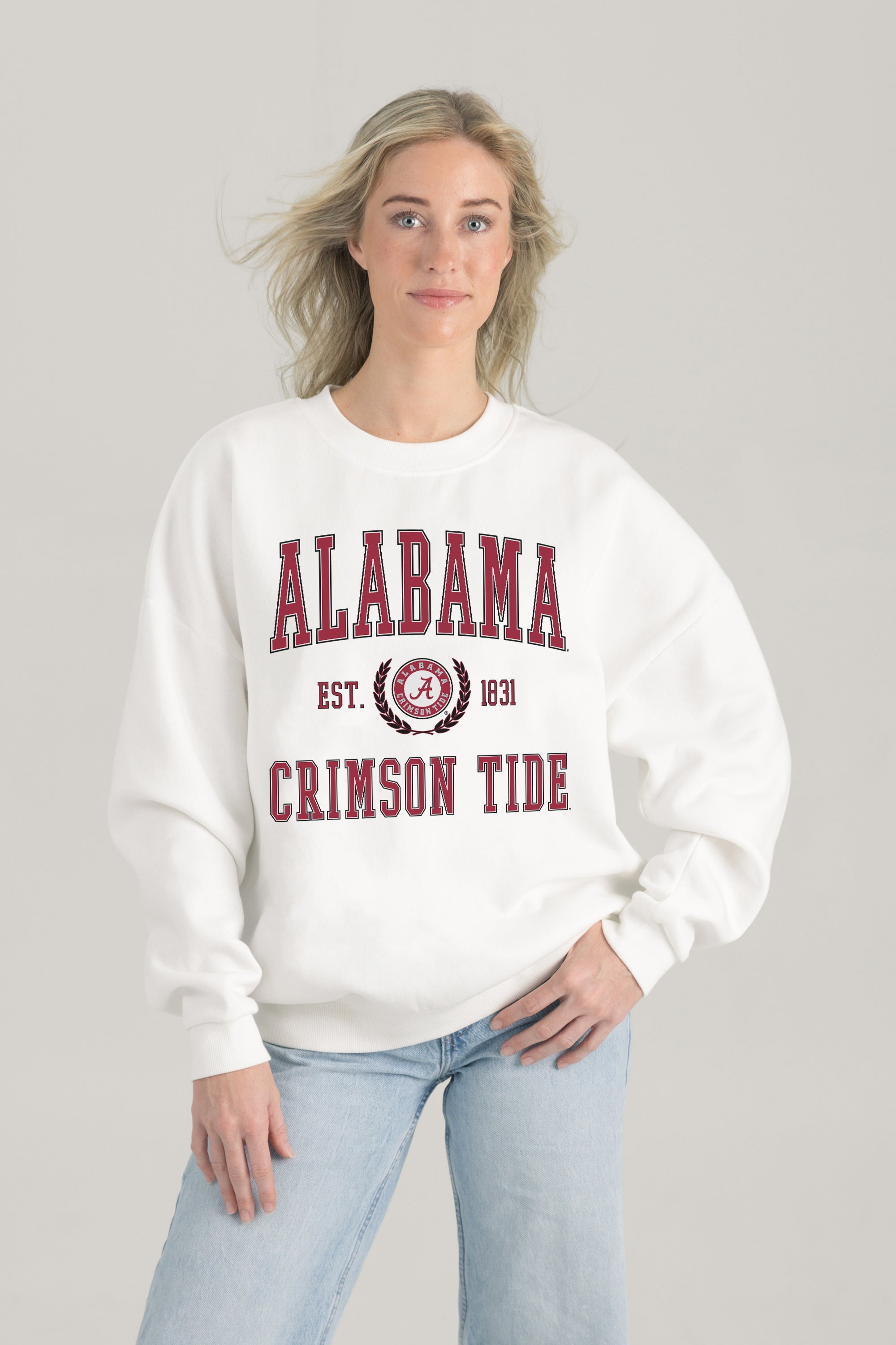 ALABAMA CRIMSON TIDE TIMELESS TRIUMPH PREMIUM FLEECE DROP SHOULDER CREWNECK PULLOVER