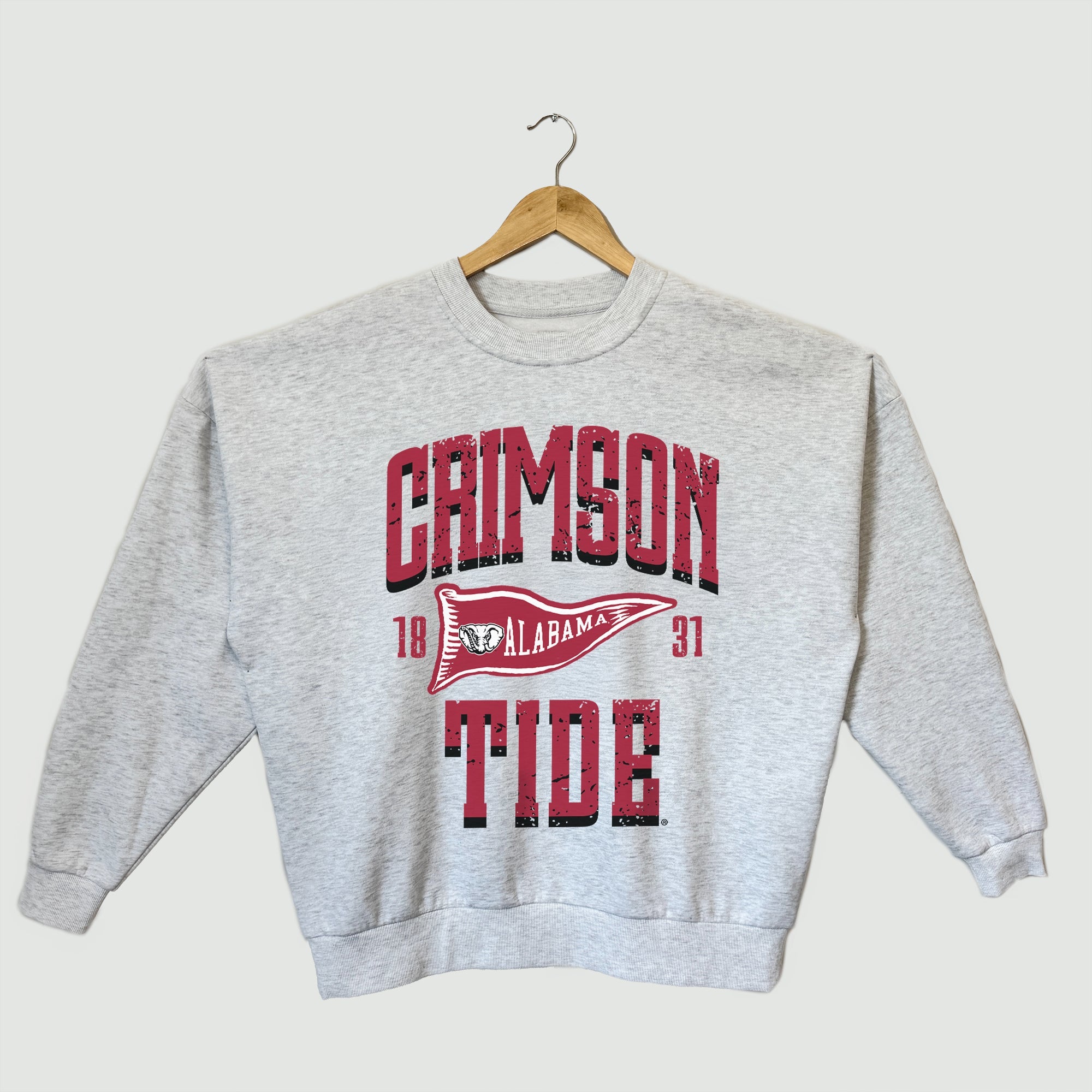 ALABAMA CRIMSON TIDE PENNANT PRIDE PREMIUM FLEECE DROP SHOULDER CREWNECK PULLOVER