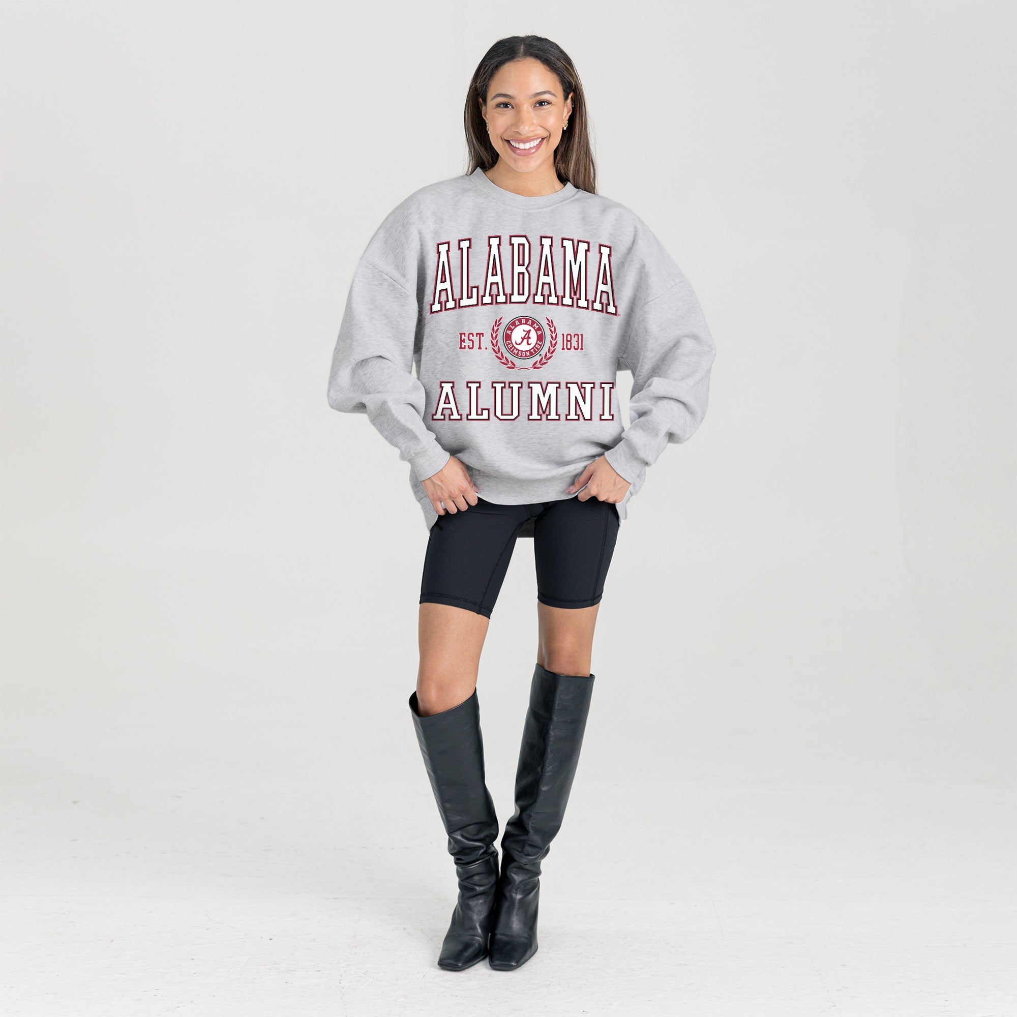 ALABAMA CRIMSON TIDE DEGREE UNLOCKED PREMIUM DROP SHOULDER FLEECE CREWNECK PULLOVER