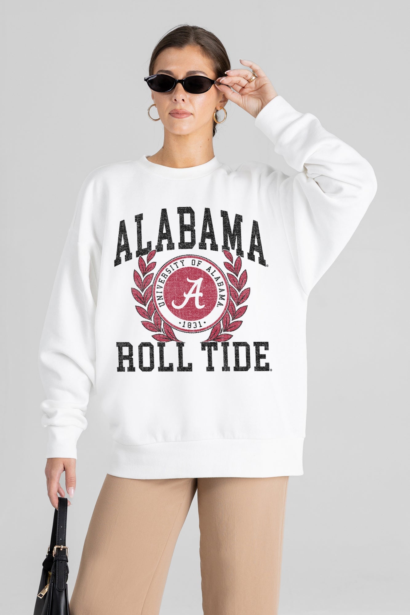 ALABAMA CRIMSON TIDE GOLD STANDARD PREMIUM FLEECE DROP SHOULDER CREWNECK PULLOVER