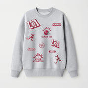 ALABAMA CRIMSON TIDE ALL IN REPEAT PREMIUM FLEECE DROP SHOULDER CREWNECK PULLOVER