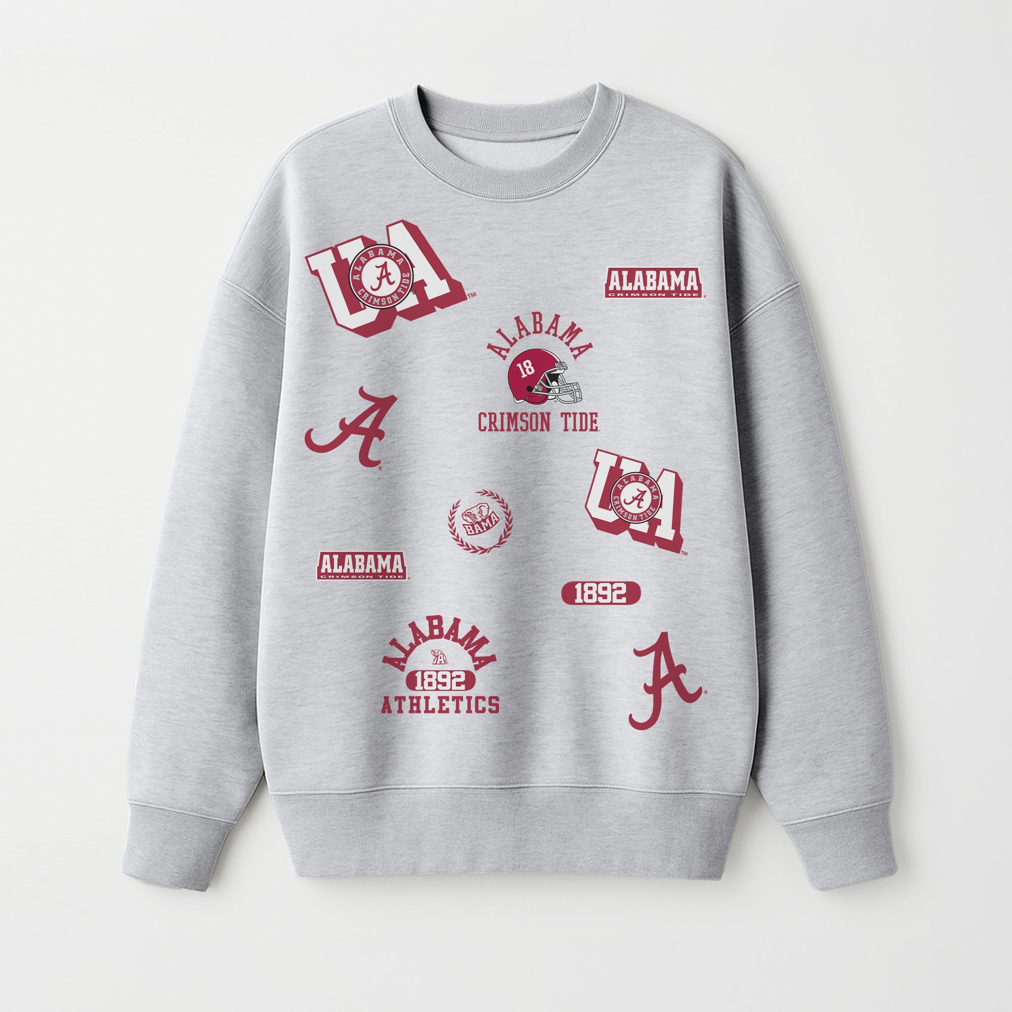 ALABAMA CRIMSON TIDE ALL IN REPEAT PREMIUM FLEECE DROP SHOULDER CREWNECK PULLOVER