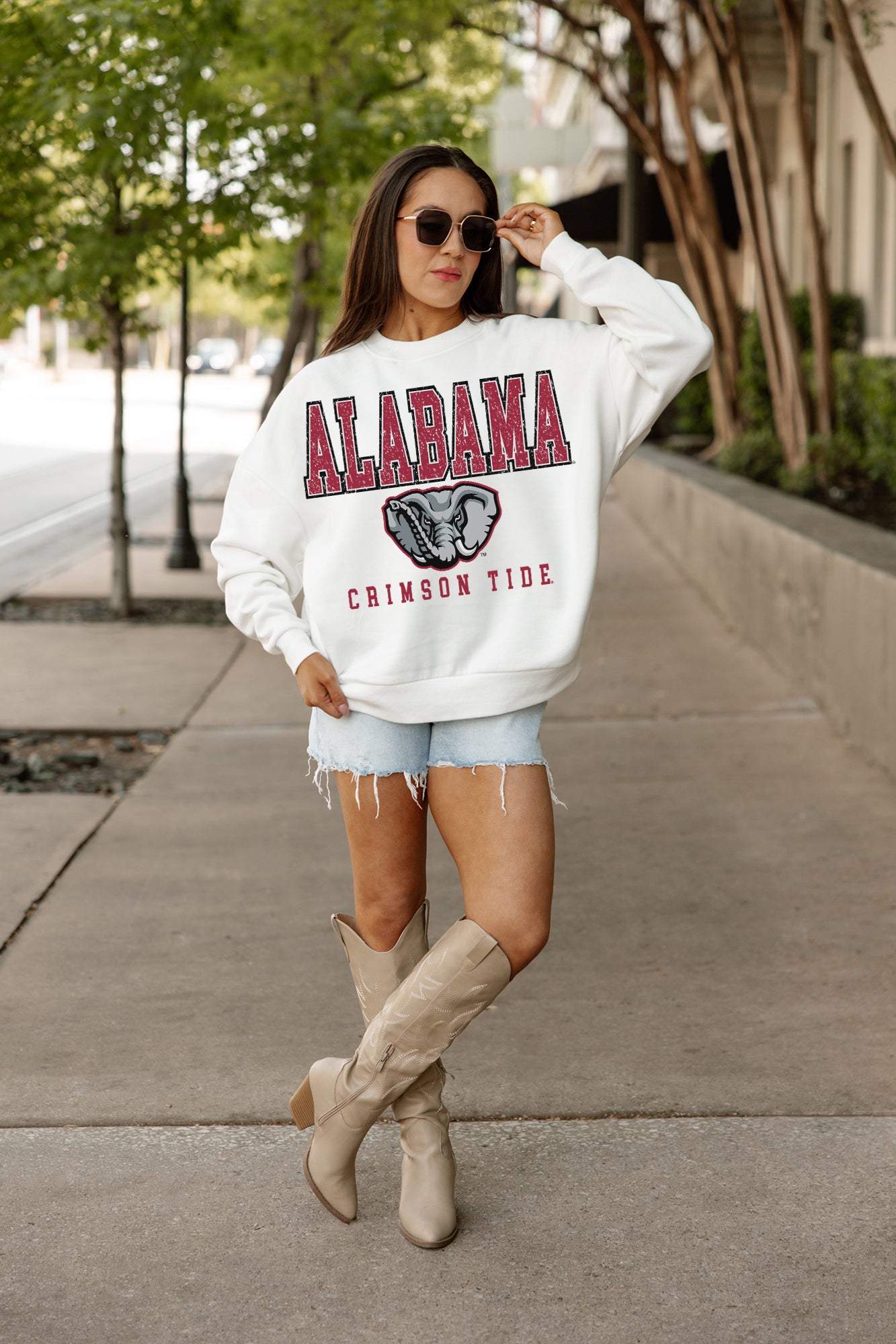 ALABAMA CRIMSON TIDE FREESTYLE PREMIUM FLEECE DROP SHOULDER CREWNECK PULLOVER