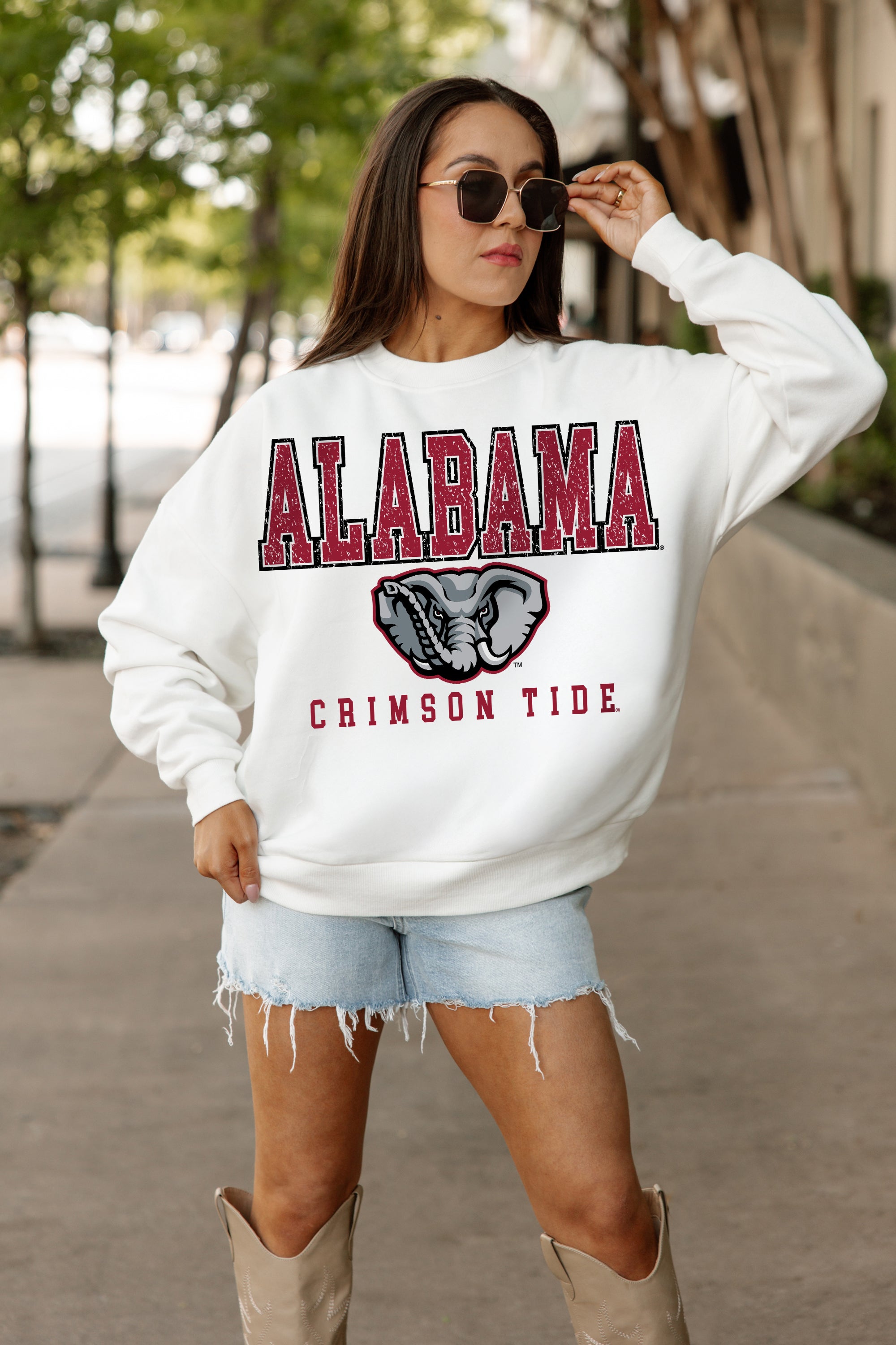 ALABAMA CRIMSON TIDE FREESTYLE PREMIUM FLEECE DROP SHOULDER CREWNECK PULLOVER