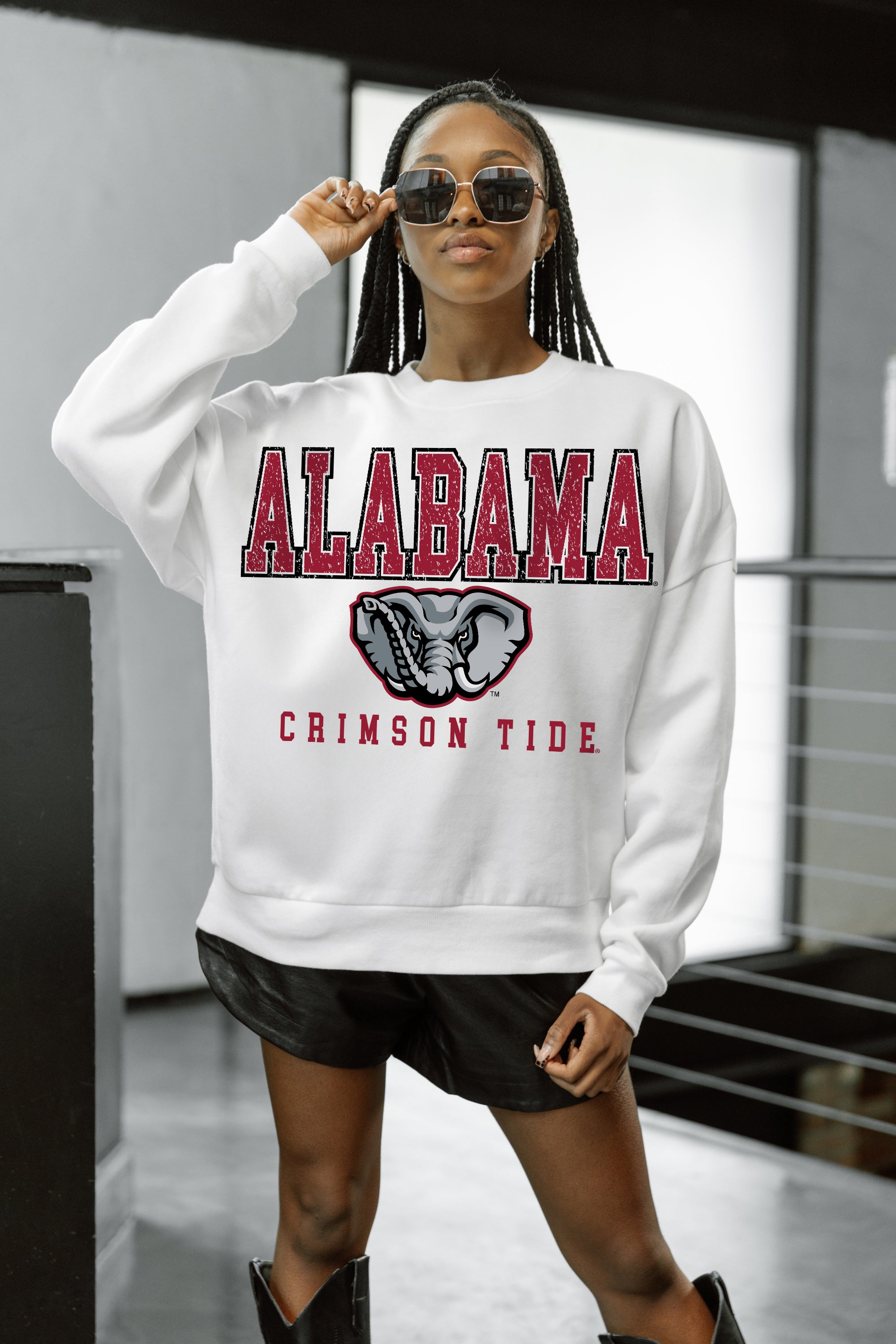 ALABAMA CRIMSON TIDE FREESTYLE PREMIUM FLEECE DROP SHOULDER CREWNECK PULLOVER