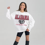 ALABAMA CRIMSON TIDE FREESTYLE PREMIUM FLEECE DROP SHOULDER CREWNECK PULLOVER