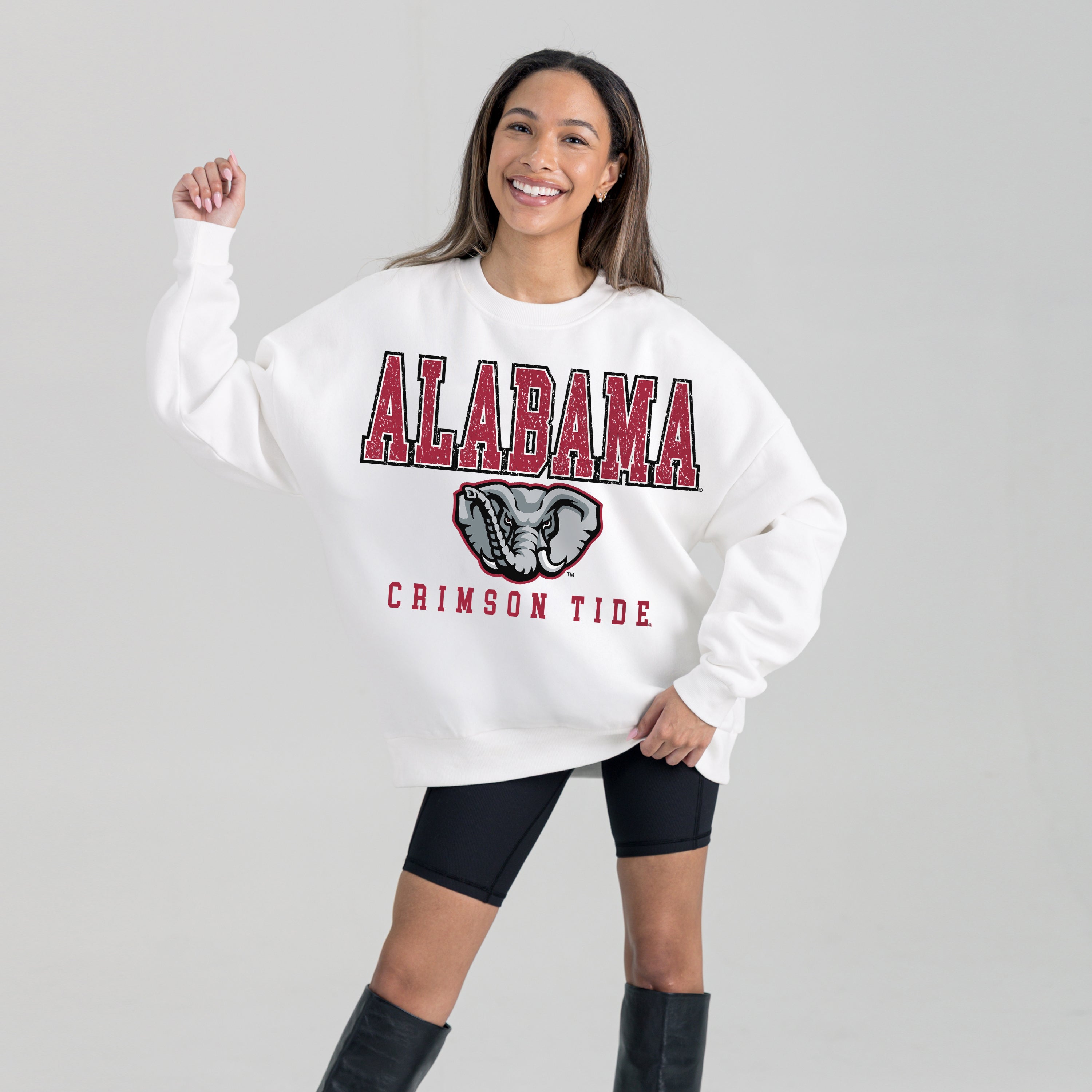 ALABAMA CRIMSON TIDE FREESTYLE PREMIUM FLEECE DROP SHOULDER CREWNECK PULLOVER