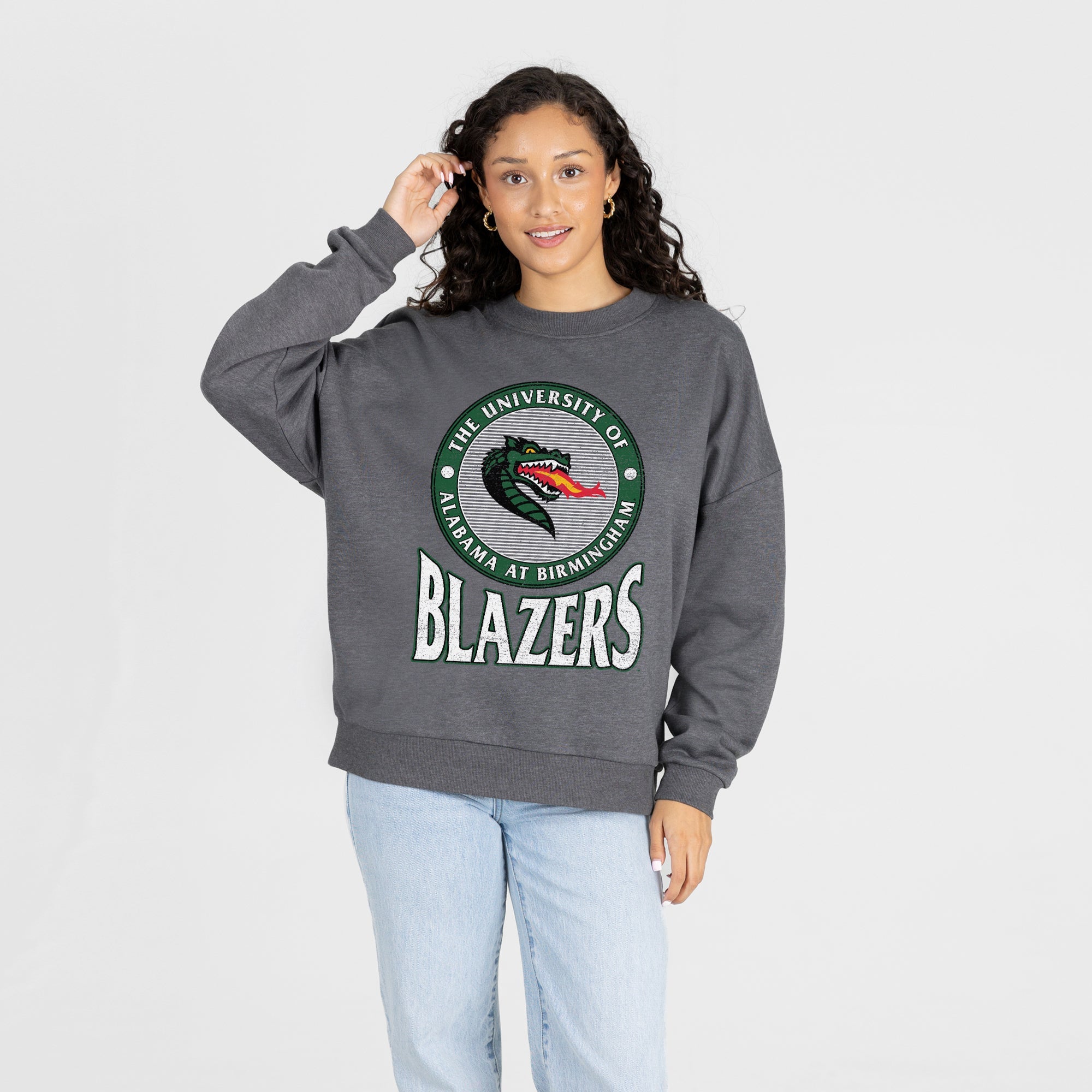 ALABAMA AT BIRMINGHAM BLAZERS SATURDAY SEAL PREMIUM FLEECE DROP SHOULDER CREWNECK PULLOVER