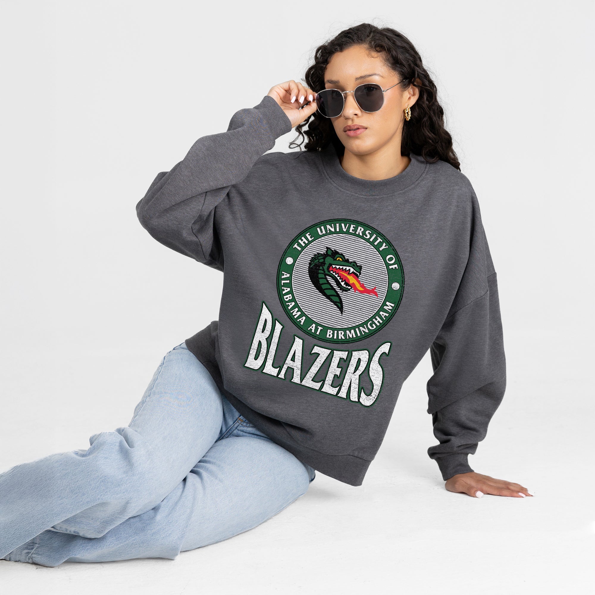 ALABAMA AT BIRMINGHAM BLAZERS SATURDAY SEAL PREMIUM FLEECE DROP SHOULDER CREWNECK PULLOVER