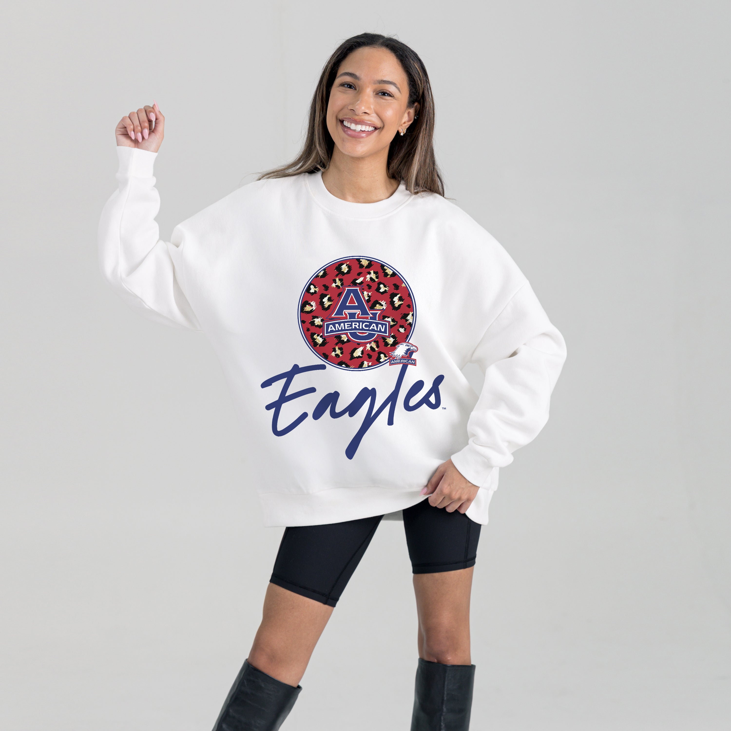 AMERICAN UNIVERSITY EAGLES WILD BREAKTHROUGH PREMIUM FLEECE CREWNECK PULLOVER