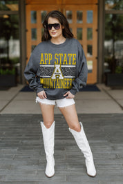APPALACHIAN STATE MOUNTAINEERS WILD TAILGATE PREMIUM FLEECE DROP SHOULDER CREWNECK PULLOVER