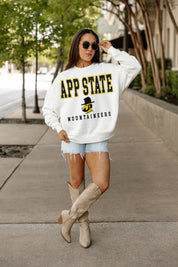 APPALACHIAN STATE MOUNTAINEERS FREESTYLE PREMIUM FLEECE DROP SHOULDER CREWNECK PULLOVER
