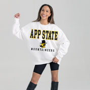 APPALACHIAN STATE MOUNTAINEERS FREESTYLE PREMIUM FLEECE DROP SHOULDER CREWNECK PULLOVER