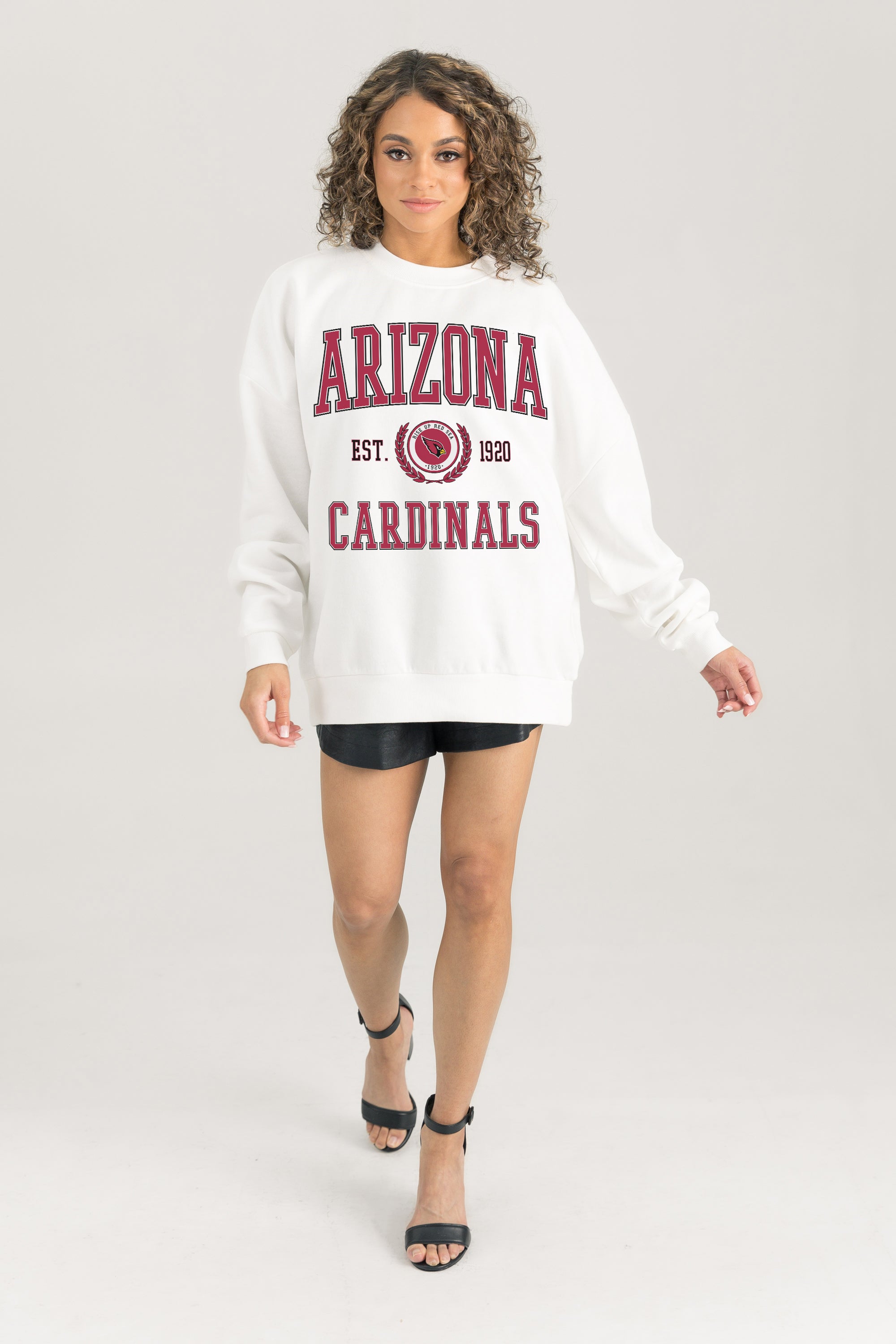 ARIZONA CARDINALS TIMELESS TRIUMPH PREMIUM FLEECE DROP SHOULDER CREWNECK PULLOVER