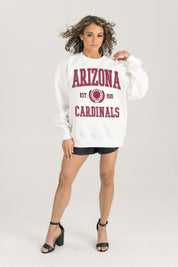 ARIZONA CARDINALS TIMELESS TRIUMPH PREMIUM FLEECE DROP SHOULDER CREWNECK PULLOVER