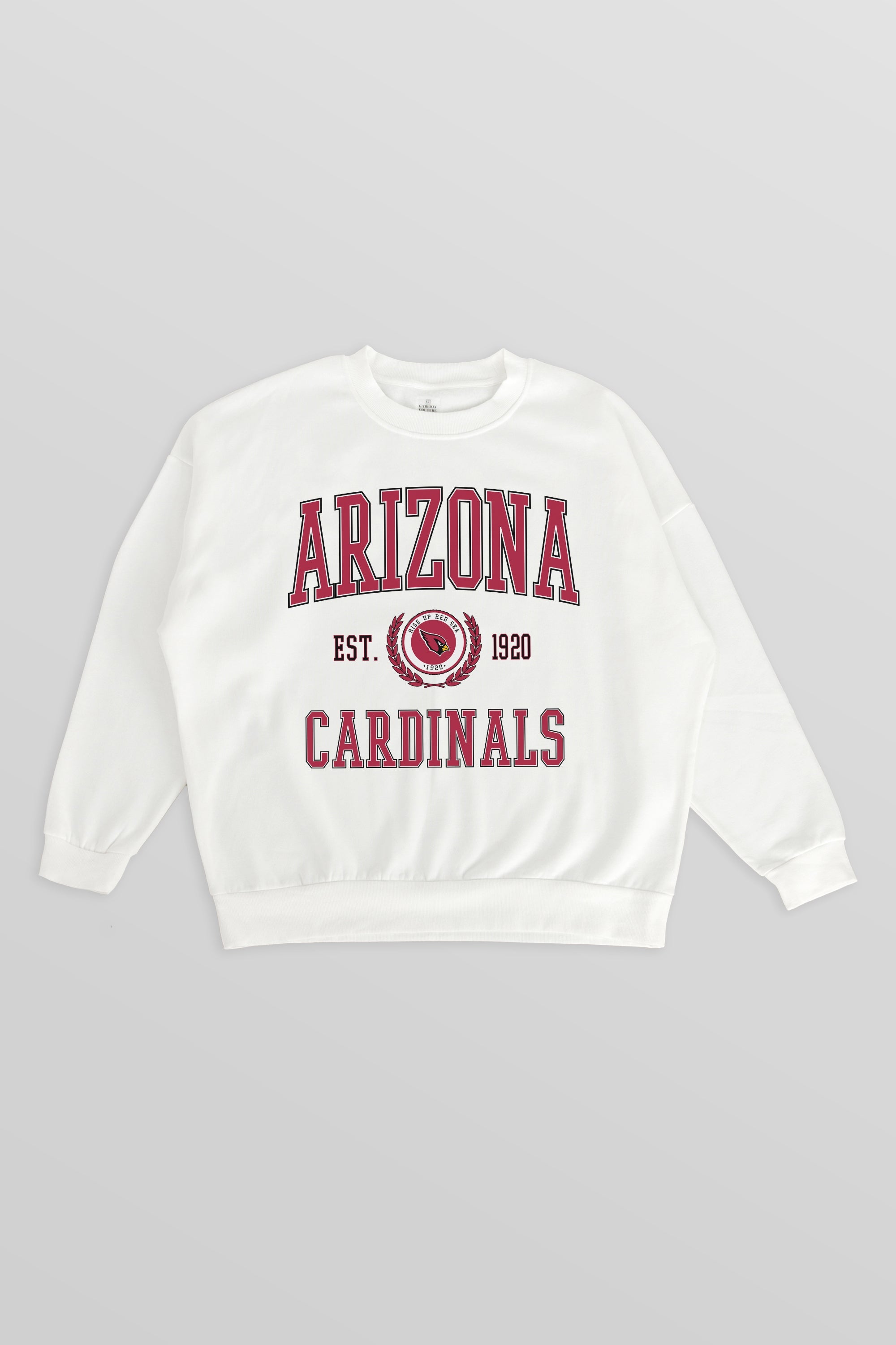 ARIZONA CARDINALS TIMELESS TRIUMPH PREMIUM FLEECE DROP SHOULDER CREWNECK PULLOVER