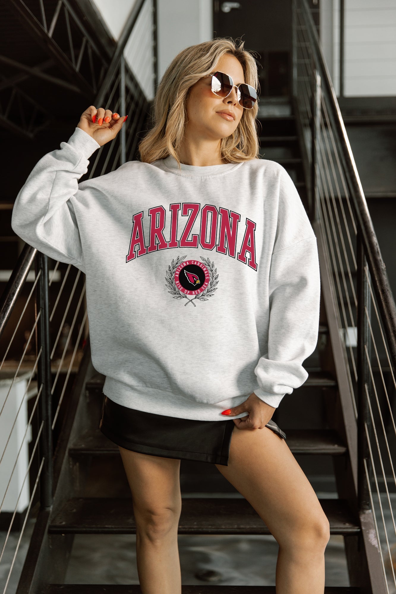 ARIZONA CARDINALS TRADITION REFINED PREMIUM FLEECE CREWNECK PULLOVER
