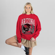 ARIZONA CARDINALS CLASSIC ARCHIVES PREMIUM FLEECE DROP SHOULDER CREWNECK PULLOVER