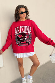 ARIZONA CARDINALS CLASSIC ARCHIVES PREMIUM FLEECE DROP SHOULDER CREWNECK PULLOVER