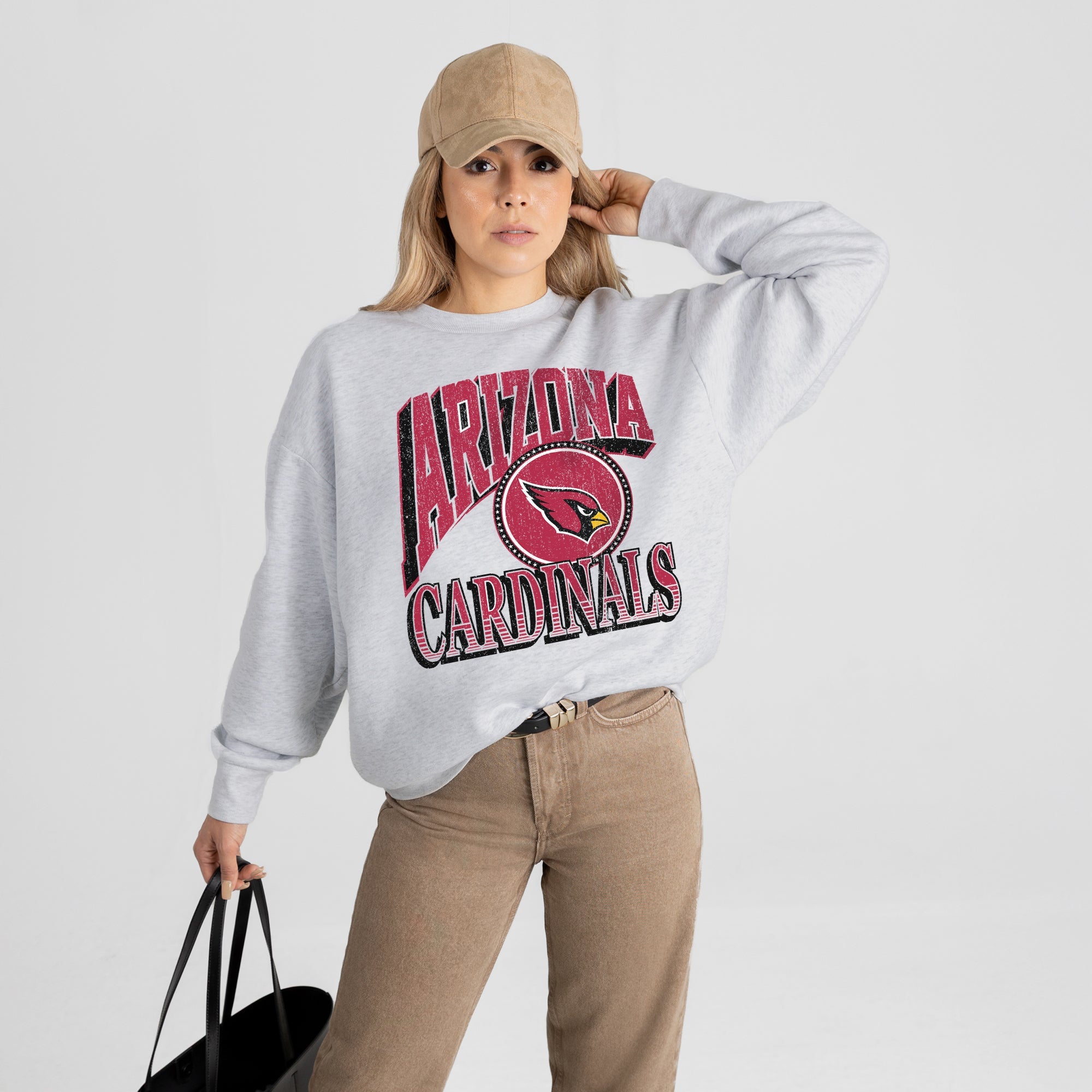 ARIZONA CARDINALS GAME ON PREMIUM FLEECE DROP SHOULDER CREWNECK PULLOVER