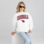ARIZONA CARDINALS SWEET PLAY PREMIUM FLEECE DROP SHOULDER CREWNECK PULLOVER