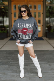 ARKANSAS RAZORBACKS WILD TAILGATE PREMIUM FLEECE DROP SHOULDER CREWNECK PULLOVER