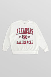 ARKANSAS RAZORBACKS TIMELESS TRIUMPH PREMIUM FLEECE DROP SHOULDER CREWNECK PULLOVER