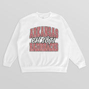 ARKANSAS RAZORBACKS FADED FORMATION PREMIUM FLEECE DROP SHOULDER CREWNECK PULLOVER