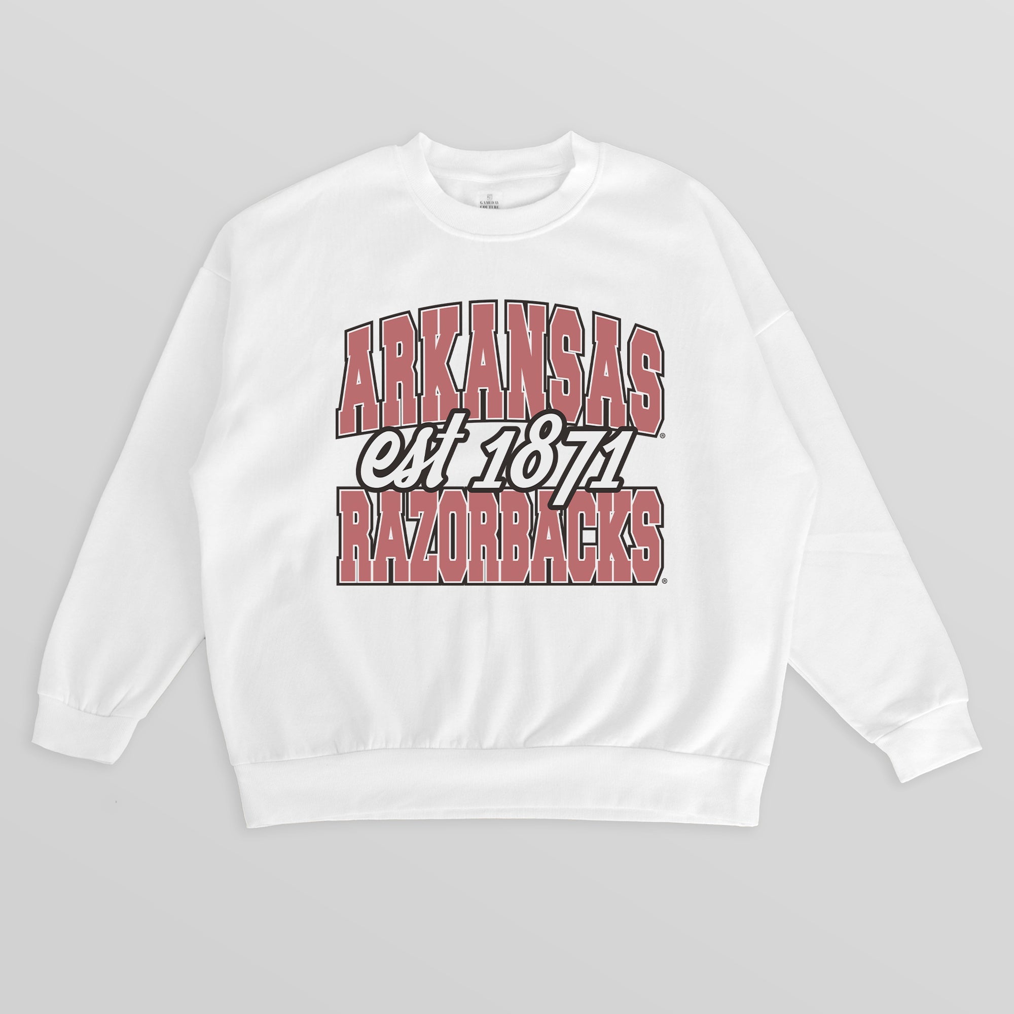 ARKANSAS RAZORBACKS FADED FORMATION PREMIUM FLEECE DROP SHOULDER CREWNECK PULLOVER