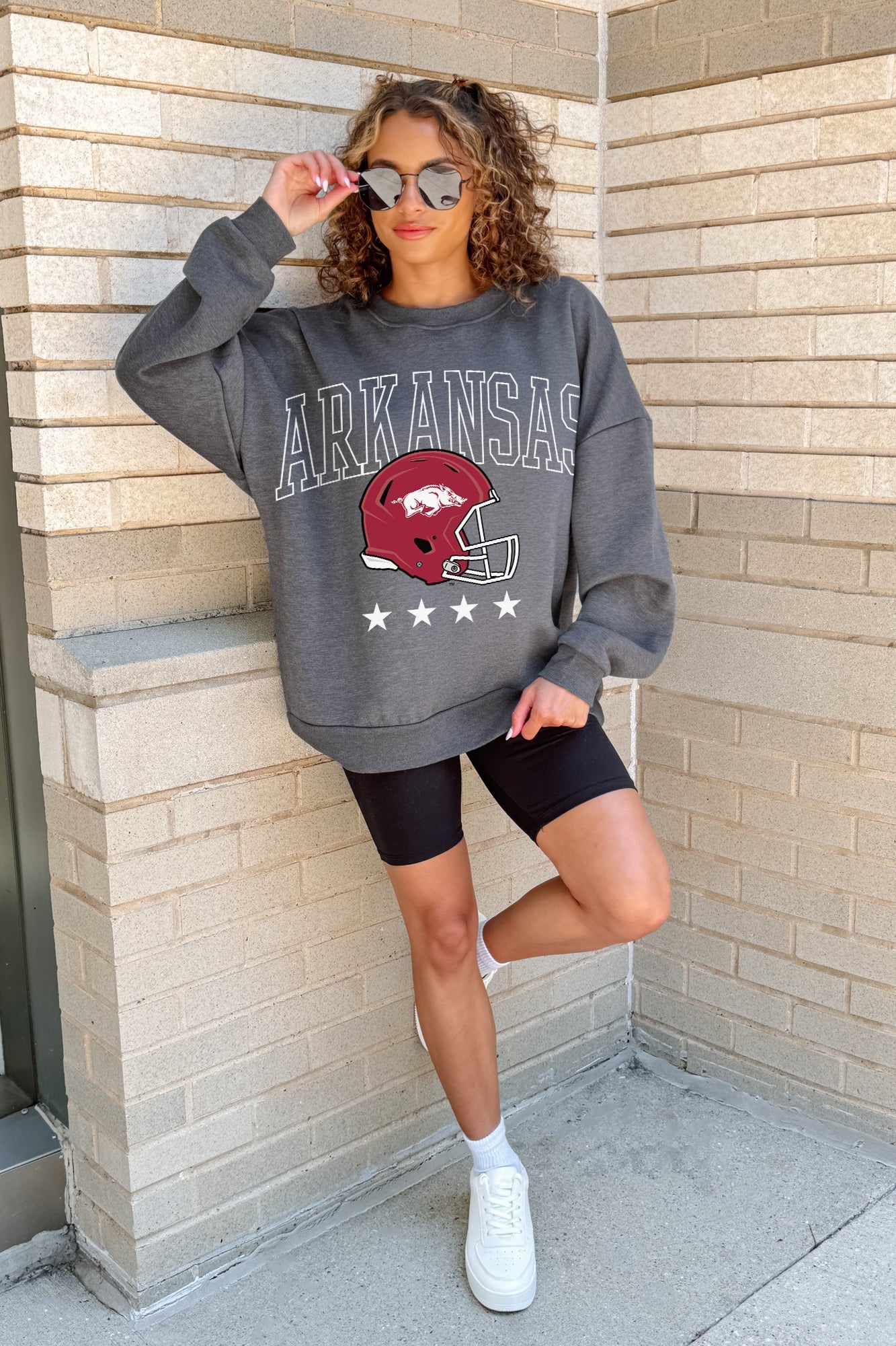 ARKANSAS RAZORBACKS RISING STAR PREMIUM FLEECE CREWNECK PULLOVER