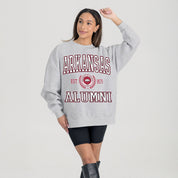 ARKANSAS RAZORBACKS DEGREE UNLOCKED PREMIUM DROP SHOULDER FLEECE CREWNECK PULLOVER