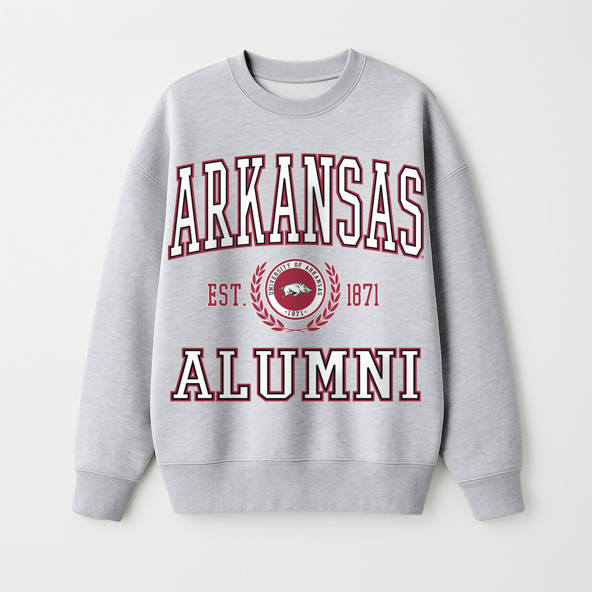 ARKANSAS RAZORBACKS DEGREE UNLOCKED PREMIUM DROP SHOULDER FLEECE CREWNECK PULLOVER