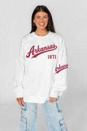 ARKANSAS RAZORBACKS DAY ONE PREMIUM FLEECE UNISEX CREWNECK PULLOVER