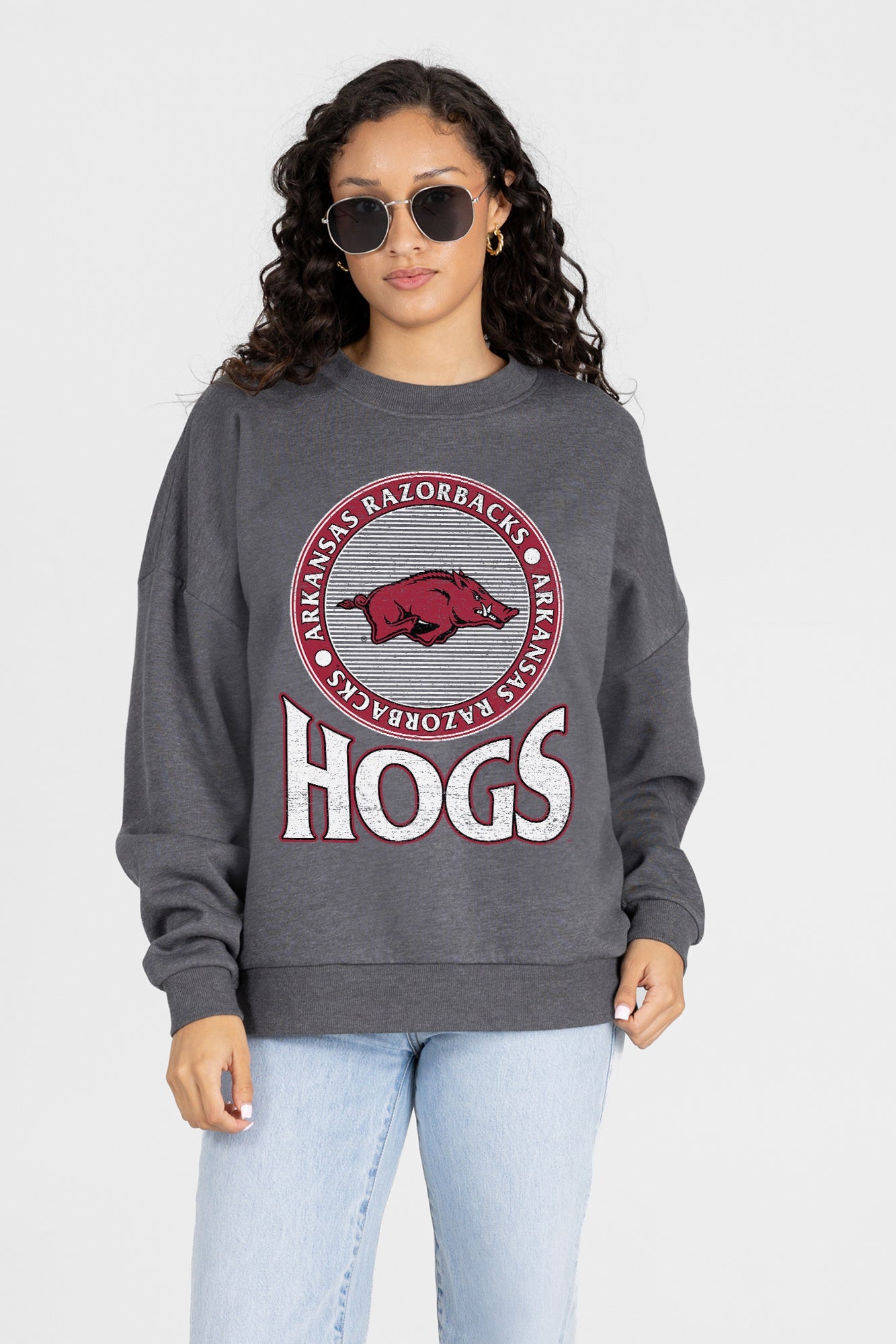 ARKANSAS RAZORBACKS SATURDAY SEAL PREMIUM FLEECE DROP SHOULDER CREWNECK PULLOVER